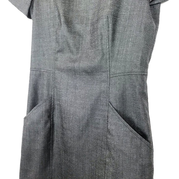Theory Dress Nuriana Raetia Stretch Wool Dark Gray Sheath Short Sleeve 4 S - Picture 9 of 11